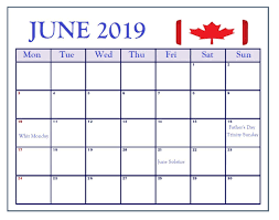 June 2019 Canada Holidays Calendar June June2019 June2019calendar Canada Holidays2019 Holiday Calendar Holiday Calendar Printable June 2019 Calendar