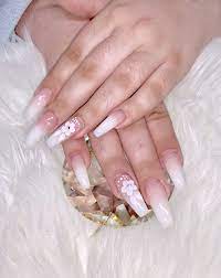 Ombre Acrylic Nails Coffin Flower Rose Bling Gems Diamond Coffin Nails Ombre Cute Acrylic Nails Ombre Acrylic Nails