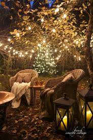 Evening View Christmas Lights French Country Cottage Backyard Lighting Outdoor Backyard