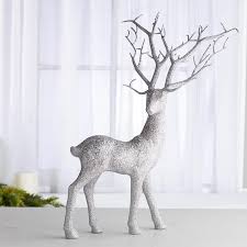 Silver Glittered Standing Reindeer Table Decor Home Decor Reindeer Decorations Scandi Christmas Decorations Elegant Holiday Decor