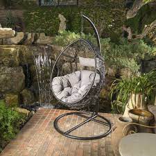 Dawson Outdoor Basket Swing Chair With Stand Swinging Chair Hanging Egg Chair Wicker Porch Swing