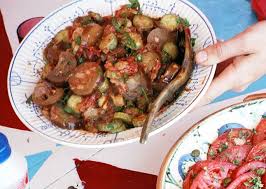 Eggplant And Zucchini In Tomato Garlic Sauce Recipe Bon Appetit Eggplant Recipes Recipes Garlic Sauce Recipe