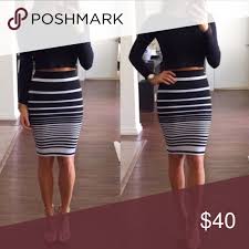 Black And White Striped Pencil Skirt Bar Iii Black White Striped Pencil Skirt Adorable Pencil Skirt By Bar Iii Got From Another Posher But A Little Too Small For Me V Skirts Outfits Black White Stripes