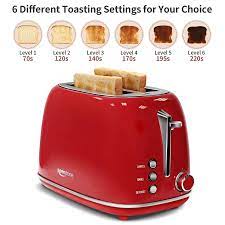Retro 2 Slice Toaster Stainless Steel ,with Bagel, Cancel, Defrost Fuction,  Red | eBay