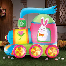 Me and my dad set them up and turn them on! Inflatable Easter Bunny Train Outdoor Yard Decoration 4 Long Collectionsetc Train Decor Easter Decorations Outdoor Easter Bunny Decorations