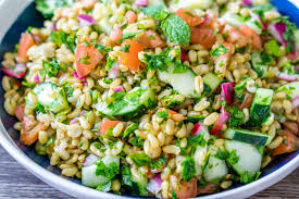 This greek buddha bowl will bring you right to sunny greece without having to pay for the plane ticket. Kamut Tabbouleh Salad Recipe Vegan Healthy Side Dish Babaganosh