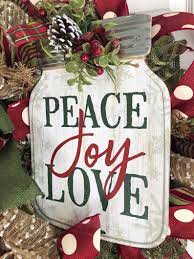 Christmas Mason Jar Door Wreath Rustic Door Sign Farmhouse Christmas Wreath Ready To Ship Great Gift Shop Early In 2021 Christmas Mason Jars Christmas Wreaths Diy Easy Mason Jar Door Hanger