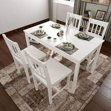 Inspired by the clean lines of vintage french casement windows, our white metal tall cabinet stores and displays behind clear glass doors that latch with simple industrial hardware. Elegant Contemporary Solid Pine Wood White Kitchen Dining Table 4 Chairs