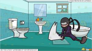 A Ninja Slashing His Sword and An Apartment Bathroom Background – Clipart  Cartoons By VectorToons