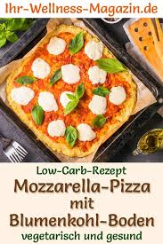 Low Carb Blumenkohl Pizza Mit Mozzarella Gesundes Vegetarisches Hauptgericht Blumenkohl Pizza Rezepte Mit Blumenkohl Low Carb Abendessen Rezepte