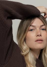 Damenpullover aus recycelter Kaschmirwolle braun Melissa