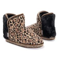 Muk Luks Ebony Anita Slipper Boot Leopard Nwt