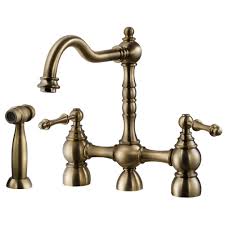 Nom cold expansion pex barb x 3/8 in. Houzer Lexington Traditional 2 Handle Bridge Kitchen Faucet With Sidespray And Ceradox Technology In Antique Brass Lexbs 956 Ab The Home Depot