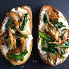 Oyster Mushroom Ricotta Ramps Stuffed Mushrooms Ricotta Crostini Brown Butter