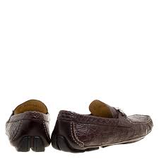 Salvatore Ferragamo Brown Crocodile Leather Parigi Bit Loafers Size 45