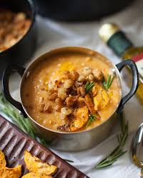 Sweet Potato Bisque With Crispy White Beans Vegan Recipe Sweet Potato Crispy White Beans