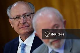 Brazil's Vice President Geraldo Alckmin and Brazil's President Luiz Inacio  Lula da Silva attend a ceremony at the Planalto Palace, in Brasilia