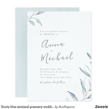 Dusty Blue Minimal Greenery Wedding Invitation In 2020 Minimalist Wedding Invitations Simple Wedding Invitations Fun Wedding Invitations