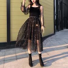 Black Fairy Star Paillette Long Dress K13538 Beauty Dress Fancy Dresses Fashion Dresses