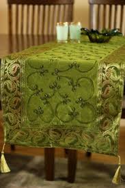 Hand Embroidered Table Runner Citrus Green 120 X 17 Banarsi Designs Http Www Amazon Com Dp B00 Embroidered Table Runner Table Runners Green Table Runner