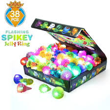 Light Up Rings Kids Party Favor Ring Novelty Glow Jelly Blinking Bulk 38 Pack Wish