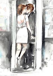Love Romance Kiss Art Print From Original Watercolor Painting Romantic Bliss Collection By Lana Moes Love Romance Kiss Original Watercolor Painting Kiss Art