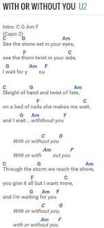 U2 With Or Without You Guitar Chords For Songs Guitar Lessons Songs Ukulele Songs