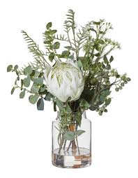 Organize flowers from a premixed bouquet by type. Australian House Garden Large Native Mix Bouquet With Protea Vase White Myer