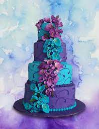 Teal And Purple Lilies Cake By Mstreatz Tealweddingideas Teal Wedding Cake Lily Cake Purple Wedding Cakes