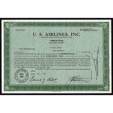 U S Airlines Inc Artonpapers Airlines State Of Florida Common Stock