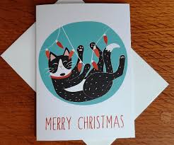 Send directly to the recipient or back to your address. Black And White Cat Christmas Cards Bek Cruddace Illustration