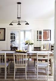 Farm House Table With Mismatched Chairs Framed Vintage Flag Farmhouse Dining Room Lighting Farmhouse Dining Mismatched Dining Chairs