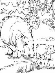 Hippo In The Water African Animal Coloring Pages Animal Coloring Pages Animal Templates Free Coloring Pages