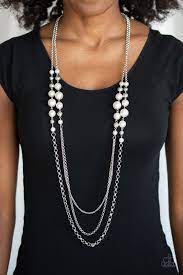 Paparazzi Jewelry Charmingly Colorful White Necklace Earrings 5 On Www Blingtasticjewelry Com Long Necklace Beaded Necklace Womens Necklaces Silver