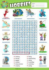 If you were thinking about how to fill that time not watching tv, you might want to try a new hobby. Hobbies Word Search Puzzle Esl Vocabulary Worksheet Kids Worksheets Printables Worksheets For Kids Teach English To Kids