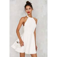 Full Scallop Attack Flare Dress White Dresses Graduation White Halter Dress Fancy Dresses