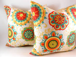 Pillow Cover Indoor Outdoor Orange Red Yellow Green Teal Any Size Up To 20 20 00 Via Etsy Sofa S Interieur