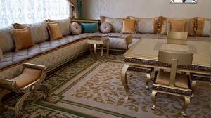 جديد الصالونات المغربية بثوب الموبرة خشب رفيع وألوان متنوعة Moroccan Furniture Furniture Living Room Designs