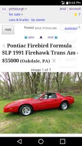 Looking for salina ks craigslist ? Rare 1991 Firehawk For Sale On Pittsburgh Craigslist Third Generation F Body Message Boards