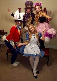 Bunny Mad Hatter Cheshire Cat And Alice In Wonderland Halloween Costume Best Group Halloween Costumes Halloween Outfits Cute Halloween Costumes
