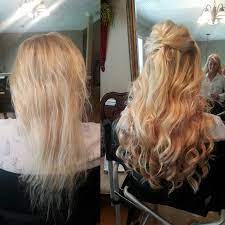 What A Transformation Before And After Using Our Halo Style Hidden Crown Hair Extensio Hair Extensions Before And After Human Hair Extensions Crown Hairstyles