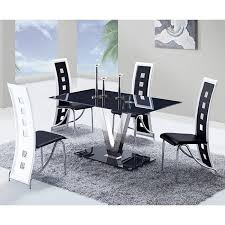 Copper grove sonfjallet solid wood round dining set in dark brown with glass top. Black And Silver Dining Table Set Off 69