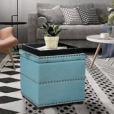 Alibaba.com offers 3,023 storage ottoman with tray products. Edeco Storage Ottoman Bench With Tray Square Foot Stool With Nailhead Trim Blue Pricepulse