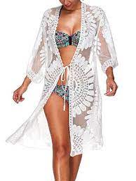 Women Beach Cover Up Swimsuit Floral Lace Open Front Kimono Cardigan Beachwear Summer Bathing Suit Swimwear Beachwear Fashion Bikini Cover Up Coverup Swimsuit