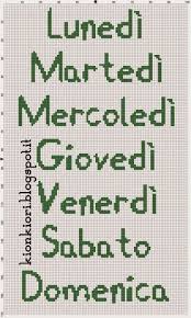 Giorni Della Settimana Punto Croce Lettere Punto Croce Alfabeto Punto Croce