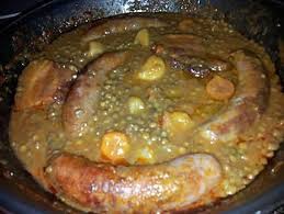Ragout De Lentilles Au Saucisses De Toulouse Et Lard Recette Saucisse Lentille Recettes De Cuisine Recette De Ragout