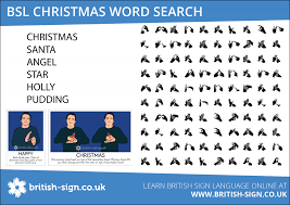 British sign language alphabet fingerspelling print. Christmas Word Search British Sign Language Learn Bsl Online