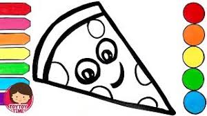 This a piece of pizza coloring page is easy and cute, suitable for boys and girls of any age. Coloring Videos For Kids Easy How To Draw Food Pizza Coloring Pages Glitter Art Youtube