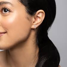 Pave diamond hoop earrings online