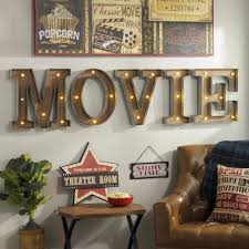 Wood And Metal Led Monogram Plaque At Kirklands Media Room Decor Theater Room Decor Movie Room Decor